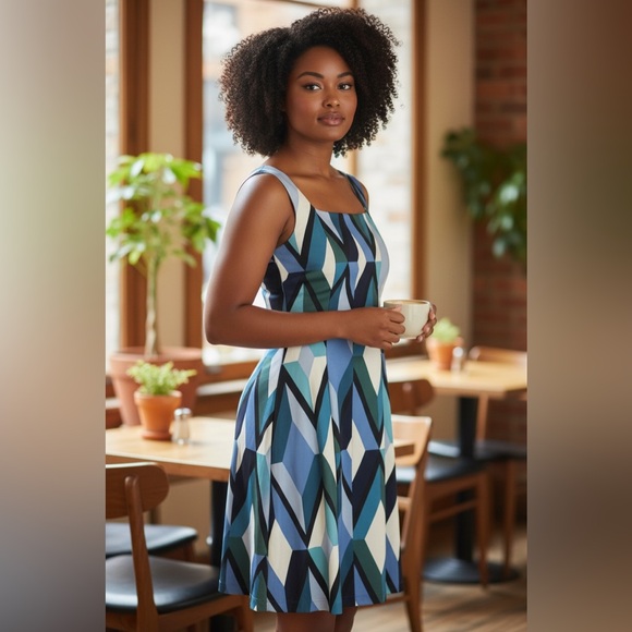 Vince Camuto Women's Printed Back-Cutout Fit & Flare Dress - Picture 1 of 9